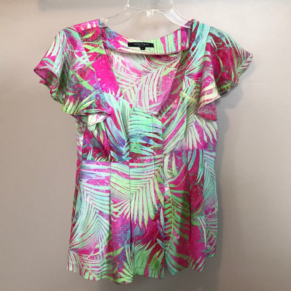 Nanette Lepore silk flutter sleeve top